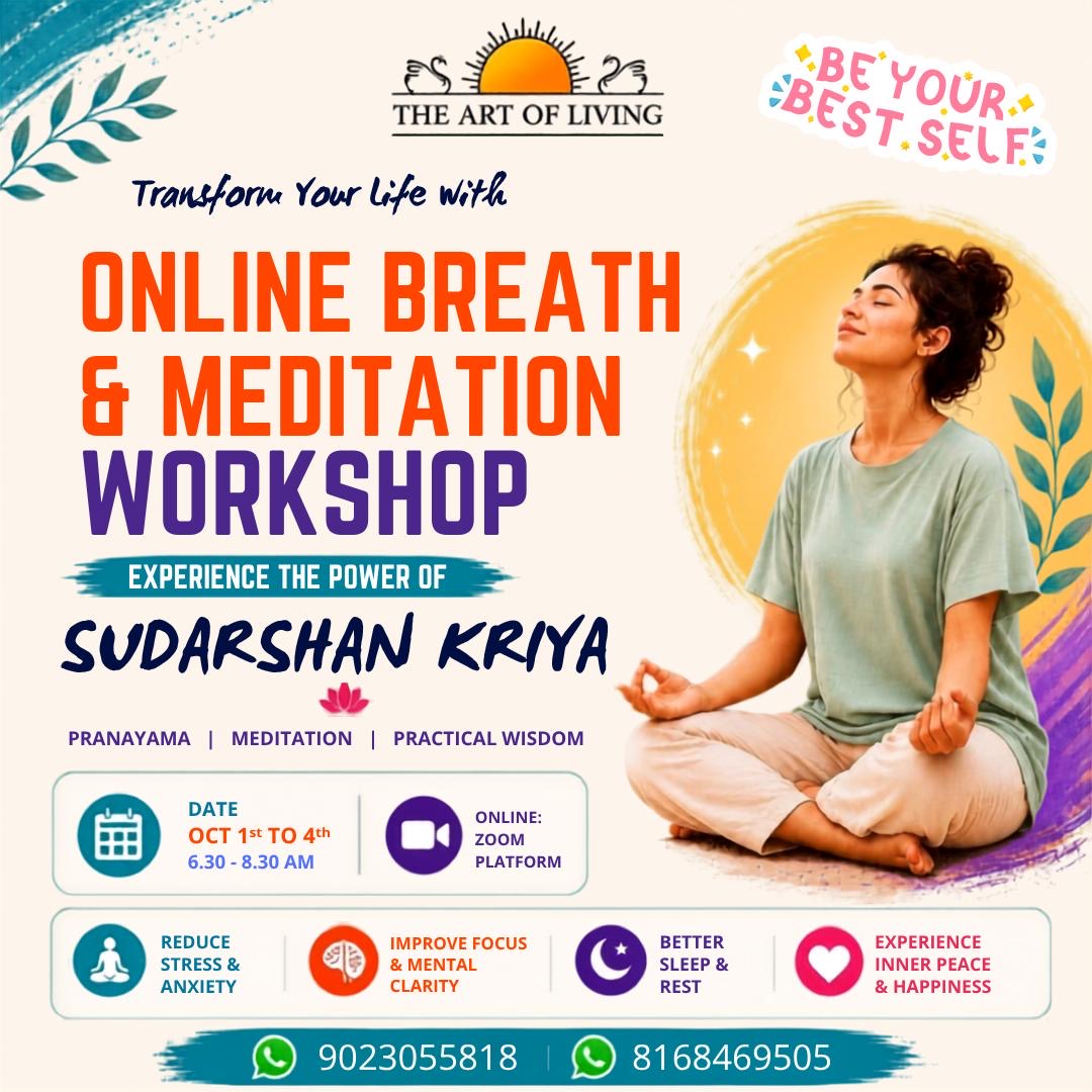 Art of Living Happiness Program – Sudarshan Kriya breathing workshop (Oct 1st to 4th)